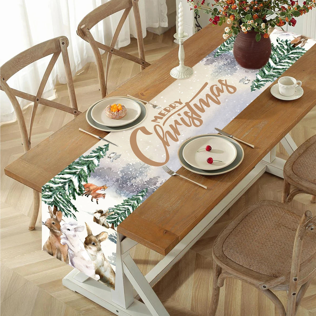 Christmas Table Runners Merry Christmas Decoration for Home Tablecloth Table Cover Xmas Gifts Navidad Noel New Year 2025