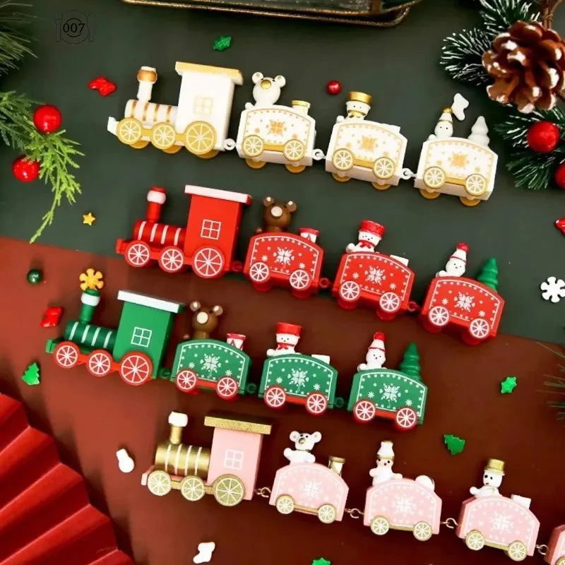 decoración de Navidad y Año Nuevo,Adorno de tren de plástico de Feliz Navidad