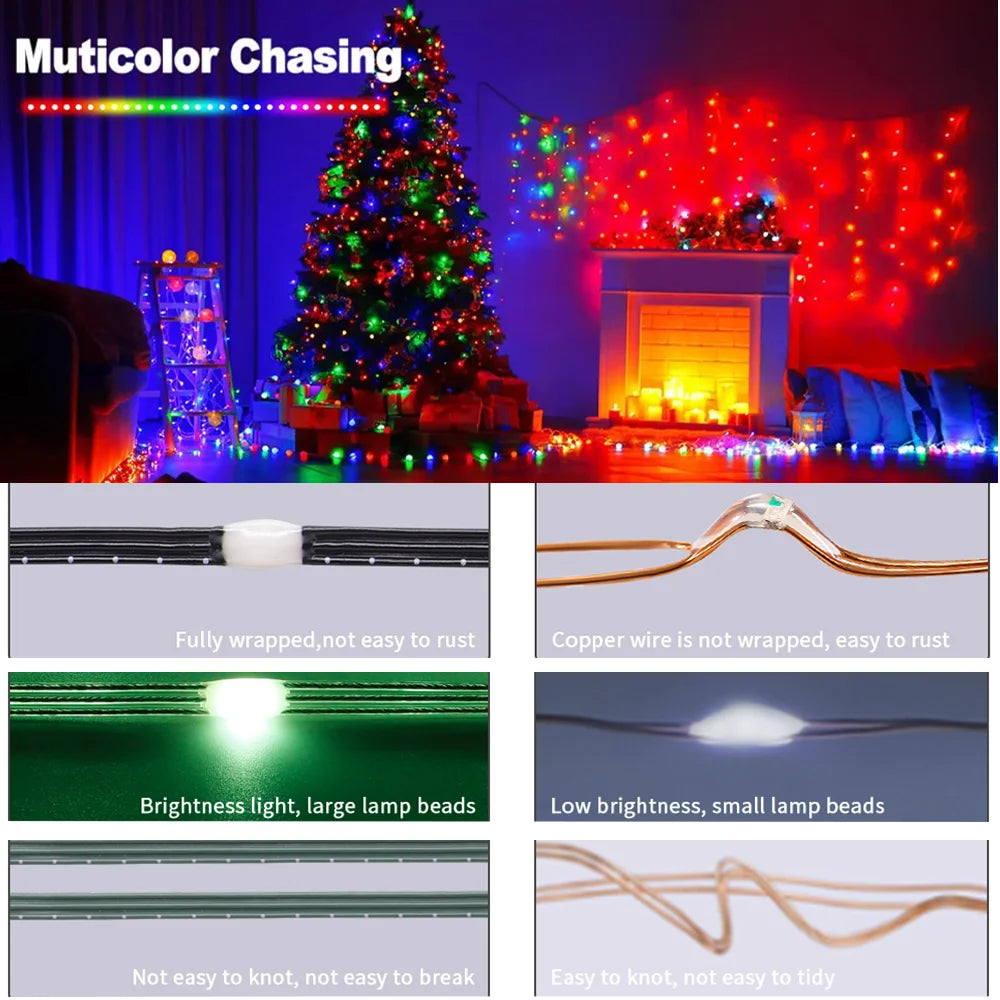 WS2812B RGBIC LED String 5M-20M Party Christmas Lights Dream Color WS2812 Addressable Individually String Outdoor Waterproof 5V