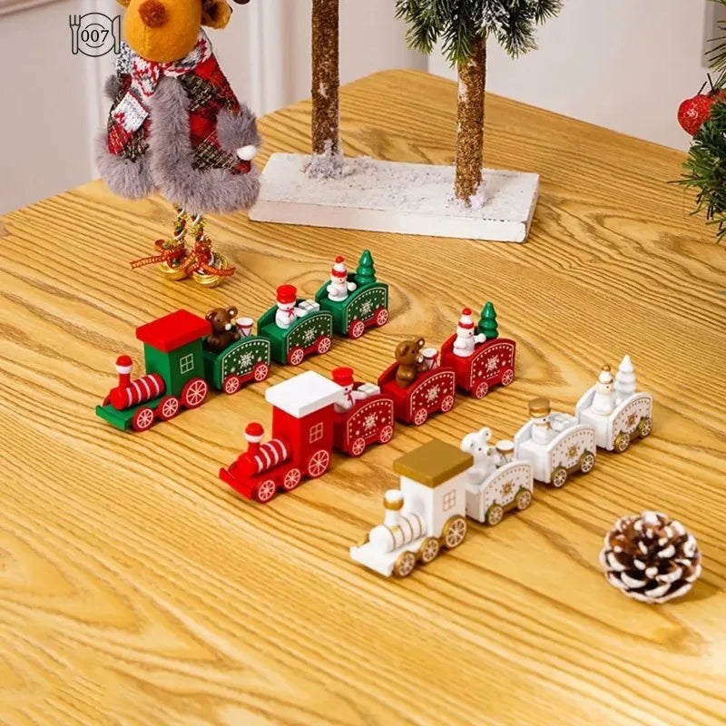 decoración de Navidad y Año Nuevo,Adorno de tren de plástico de Feliz Navidad