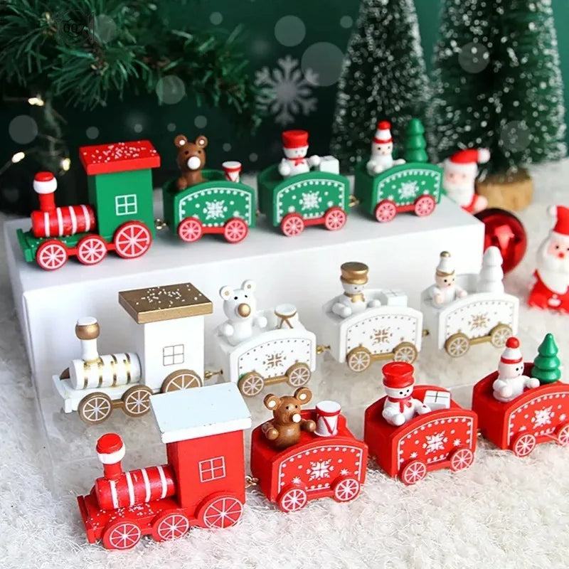 decoración de Navidad y Año Nuevo,Adorno de tren de plástico de Feliz Navidad